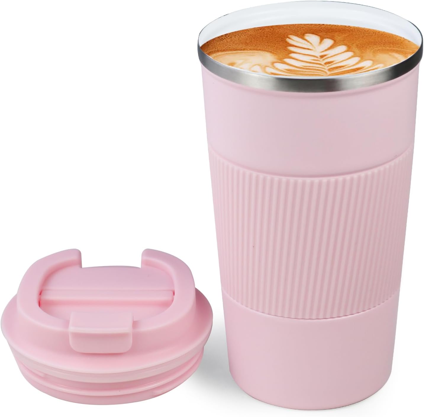 18oz Mug with Ceramic Coating Inside, Insulated Coffee Mug with Lid, Leak Proof Coffee Travel Mug, Travel Coffee Mug Fits in Car Cup Holder
