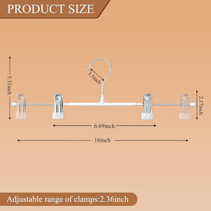 14Inch Black Pants Hangers with Clips 10 Pack Adjustable Skirt Hangers for Women Non-Slip Trousers Hanger for Jeans Clothes Hangers for Pants Heavy Duty Space Saving Shorts Hangers