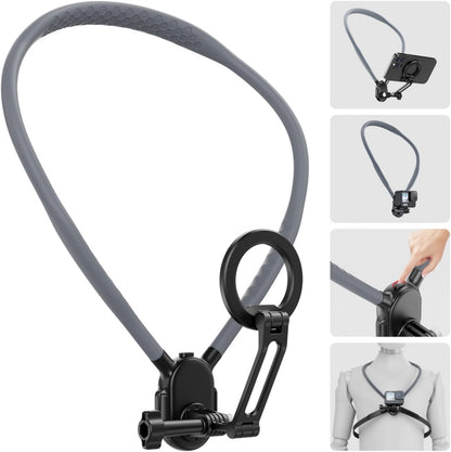 Magnetic Neck Phone Holder, Neck Mount for Cell Phone Hands Free POV/Vlog Selfie Mount with Chest Strap, Phone Neck Holder for Recording/Cooking/Riding, iPhone 17 16 15 14 13 12 Android Insta360