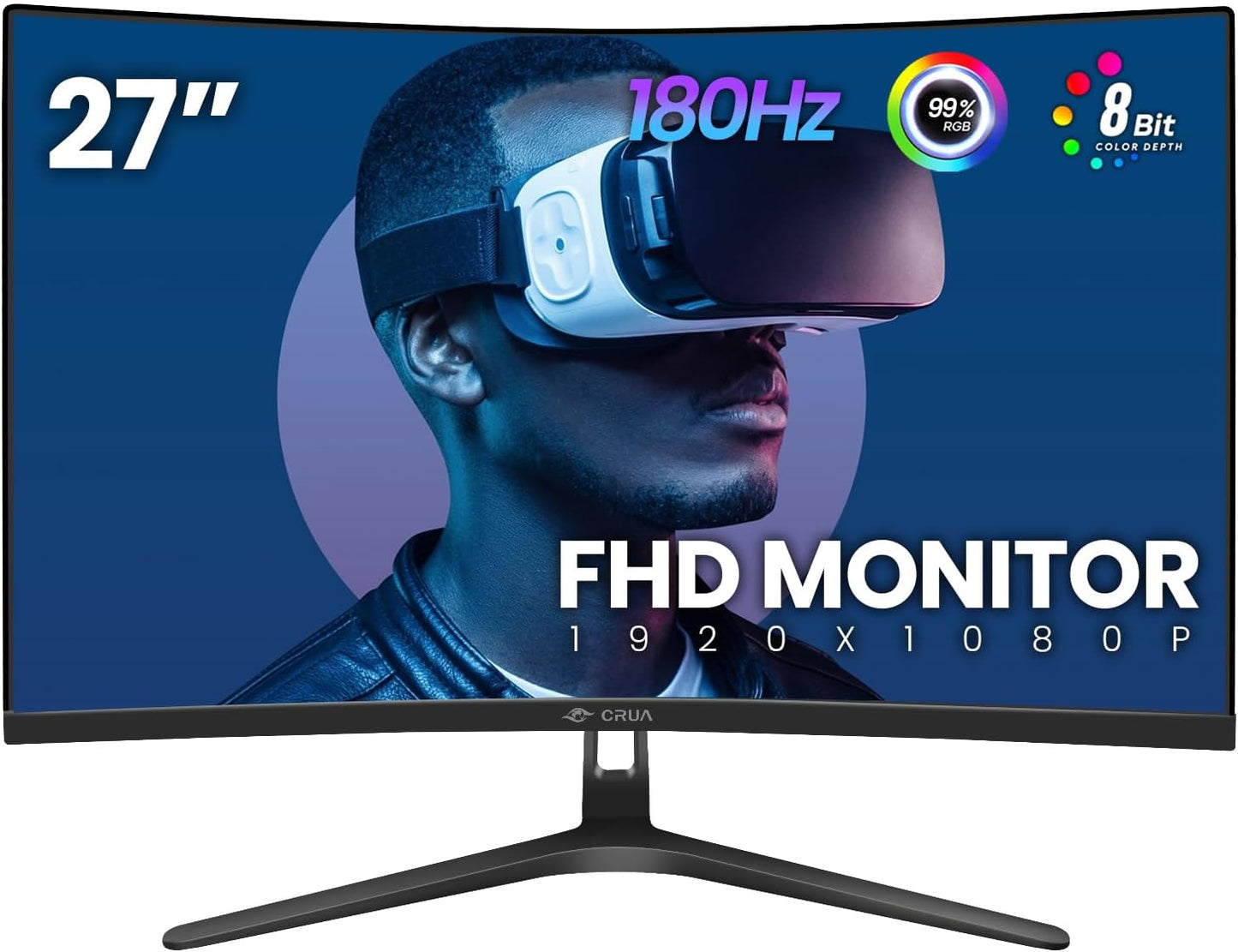 CRUA 34 Inch Curved Gaming Monitor 144HZ, White 21:9 Ultra Wide PC Monitor 1500R WQHD 3440X1440P 120% sRGB Computer Display/VA Panel/PIP& PBP/HDMI2.0 & DP1.4/Tilt Adjustment/Wall Mountable