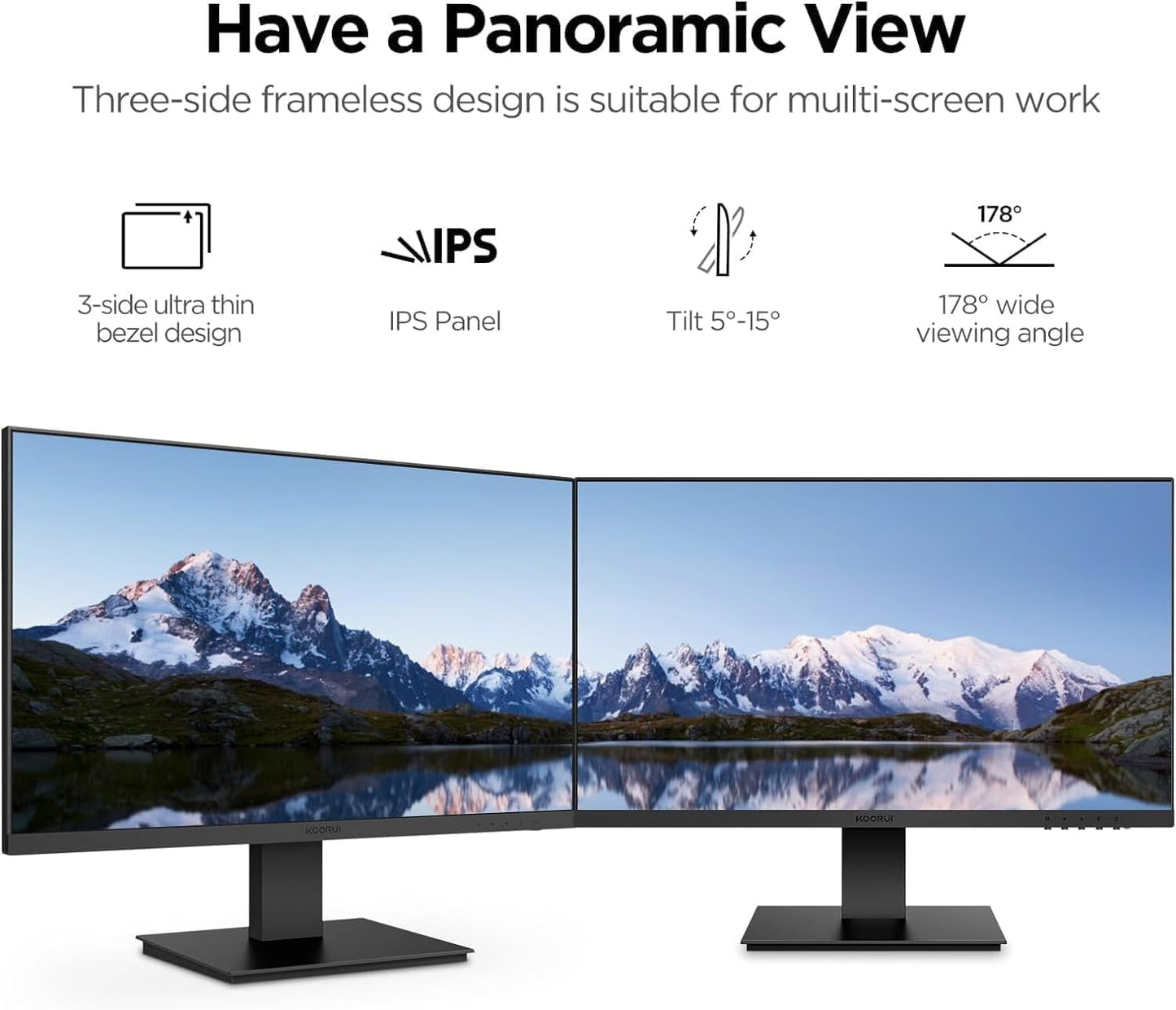 KOORUI 27 inch Gaming Monitor, QHD (2560 x 1440) R1500 180Hz Curved Monitors, AdaptiveSync with 1ms, VESA Compatible, HDR10, 1 x Display Port 1.4 & 2 x HDMI 2.0, Eye Care 27E6QCA