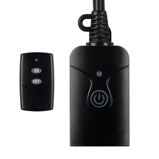 HBN Outdoor Indoor Wireless Remote Control 3-Prong Outlet Weatherproof Heavy Duty 15 A Compact 1 Remote 1 Outlet with Remote 15cm Cord 30m Range ETL Listed (Battery Included)
