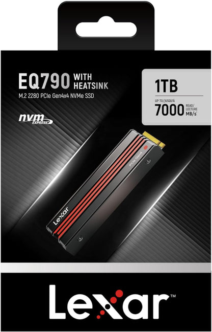 Lexar EQ790 1TB SSD with Heatsink M.2 2280 PCIe Gen4x4 NVMe 1.4, Blazing Speeds Up to 7000MB/s Read 5000MB/s Write for Intense Workloads & PS5 PC Gaming, High Performance Internal Solid State Drive