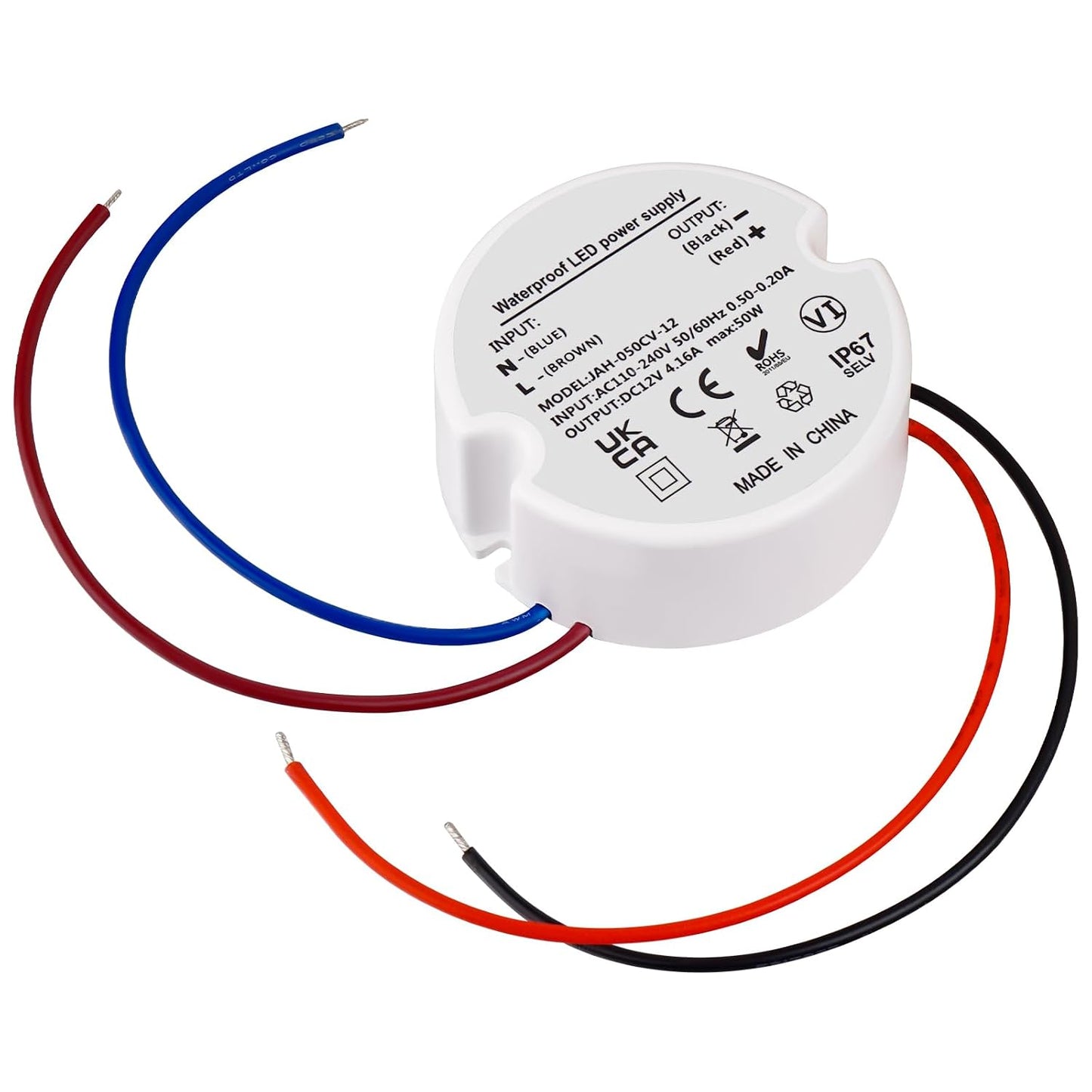 12V Power Supply 50W, IP67 Waterproof LED Transformer 120V to 12V DC for G4 MR11 MR16 LED Light, 12 Volt Power Supply LED Driver for LED Strip Lights