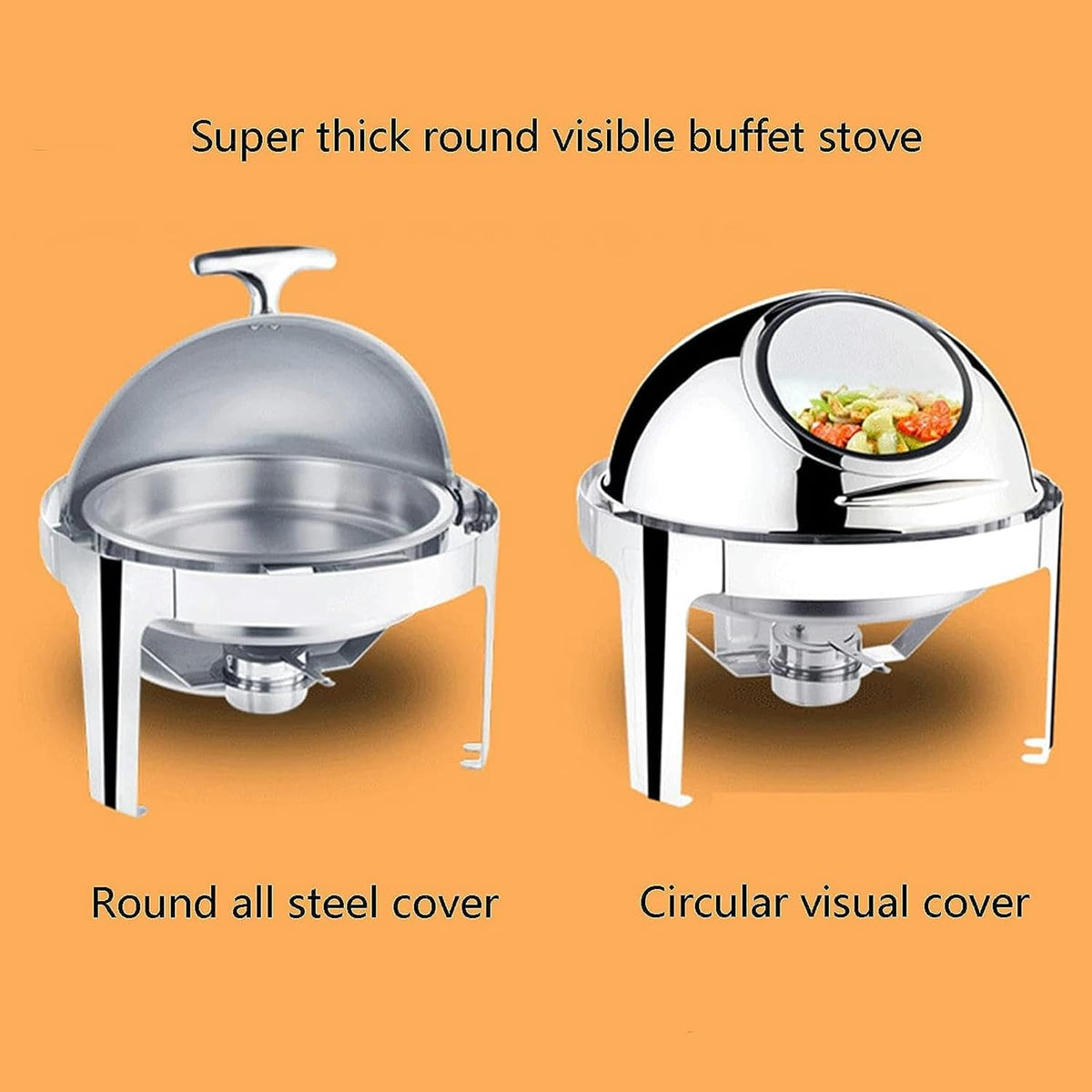 Buffetr & Heater - Catering Buffet Food Warm Tray, Dining Food Pot, Kitchenware New Stainless Steel Double Hot Pot, for Event Catering Banquets,Steel Cover - Single-6L,Steel Cover-Double