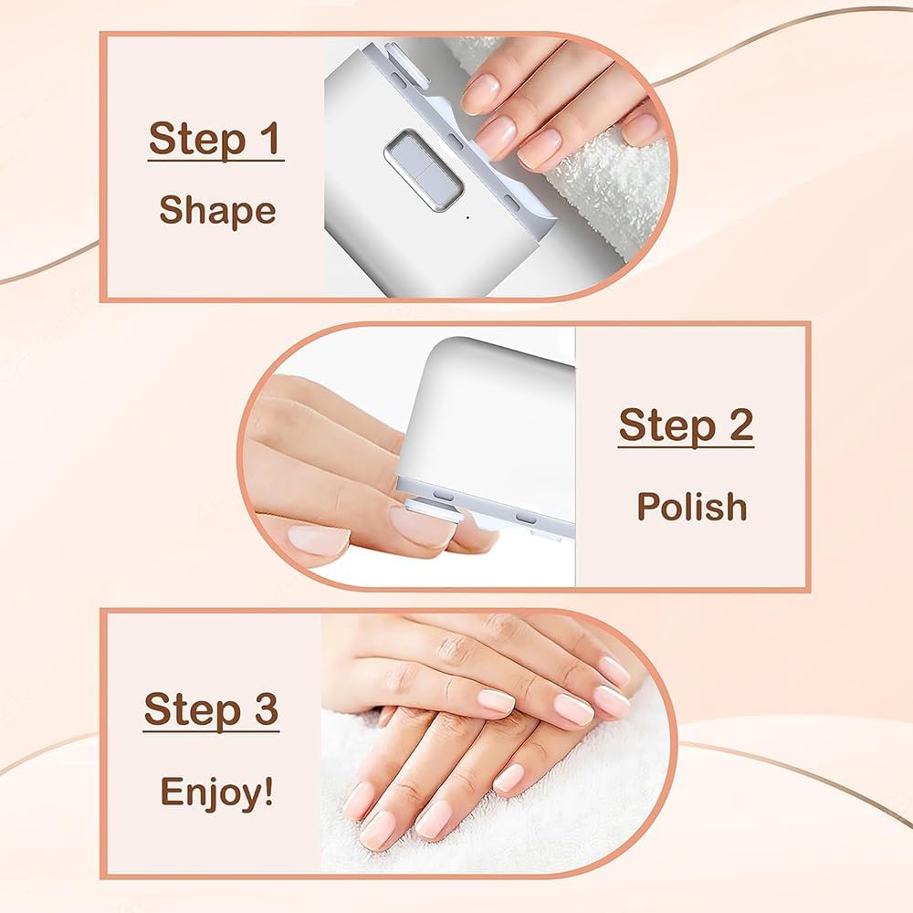 Electric Nail Clippers, 2-in-1 Fingernail Clippers 2 Speeds with File, Rechargeable Nail Trimmer with Nail Scraps Storage and Light (White)