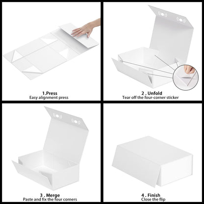 Black Gift Box, 9.5x6x3 Inch Gift boxes for Presents with Lids Magnetic Closure Rectangle Collapsible for Groomsman Proposal Box, Wedding, Christmas, Halloween, Birthday Gifts Packging