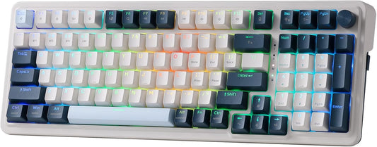 Redragon K686 PRO 98 Keys Wireless Gasket RGB Gaming Keyboard, 3-Modes Anime Mechanical Keyboard w/Hot-Swap Socket, Dedicated Knob Control & Sound Absorbing Pads, Custom Hi-Fi Linear Switch - PuriLite