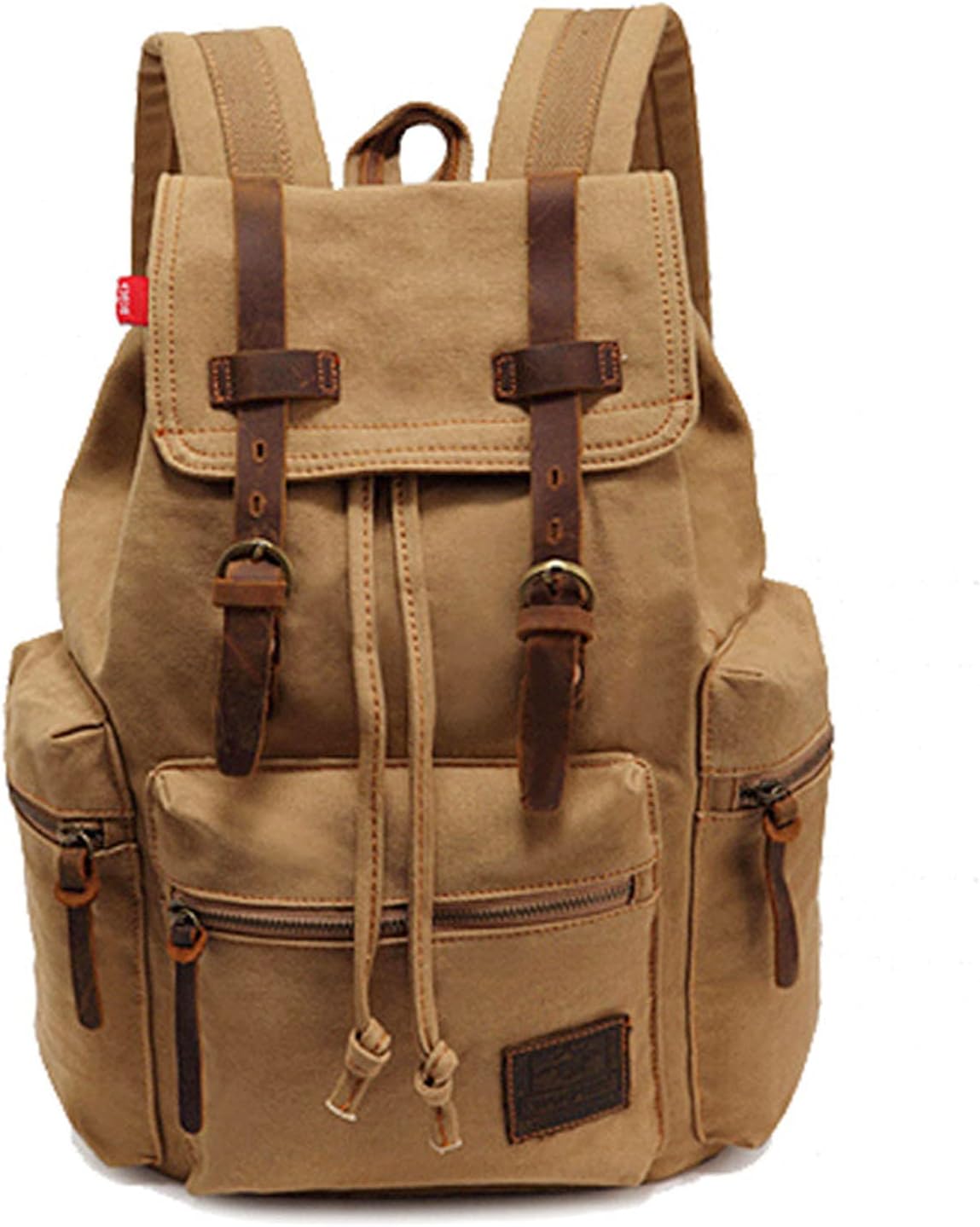 AUGUR Canvas Backpack,17 inch Laptop Backpack Vintage Canvas Leather Backpacks Casual School College Bag Pack Bookbag Hiking Travel Rucksack Daypack (L-Coffee)
