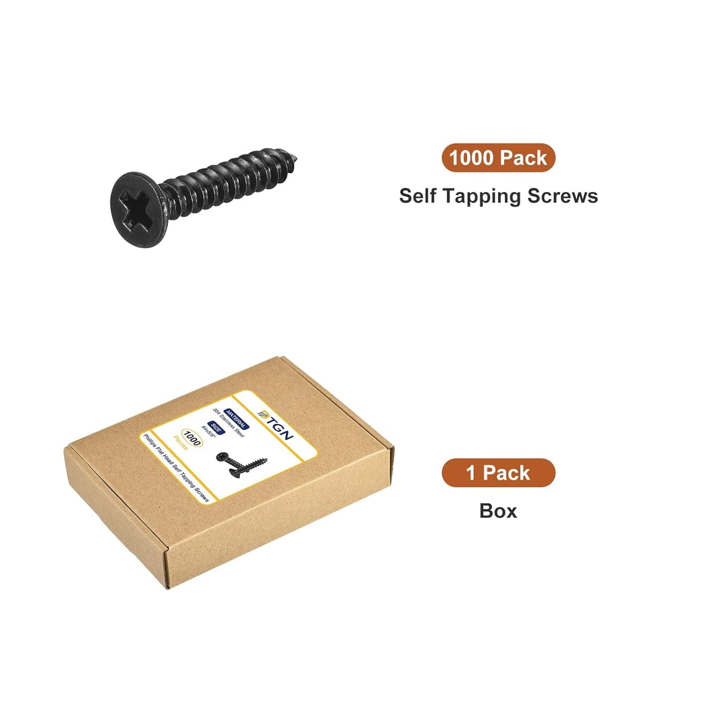 DTGN 100Pcs #6x1/2 Flat Head Wood Screws, 304 Stainless Steel Phillips Self Tapping Screws - Good for Woodworking, Furniture - Silver