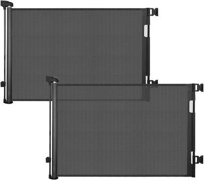 Retractable Baby Gate,Mesh Baby Gate or Mesh Dog Gate,33.6" Tall,Extends up to 55" Wide,Child Safety Gate for Doorways, Stairs, Hallways, Indoor/Outdoor (Black 33.6"x55")