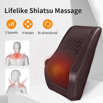 Boriwat Back Massager Neck Massager with Heat, Shiatsu Massage Pillow for Pain Relief, Masseur for Neck, Back, Shoulder and Leg, Gifts for Men Women Mom Dad, Stress Relax at Home and Office
