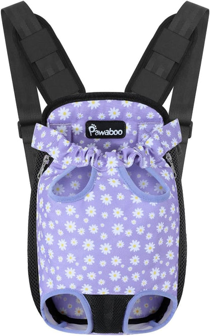Pawaboo Pet Carrier Backpack, Adjustable Pet Front Cat Dog Carrier Backpack Travel Bag, Legs Out, Easy-Fit for Traveling Hiking Camping for Small Medium Dogs Cats Puppies, Medium, Black