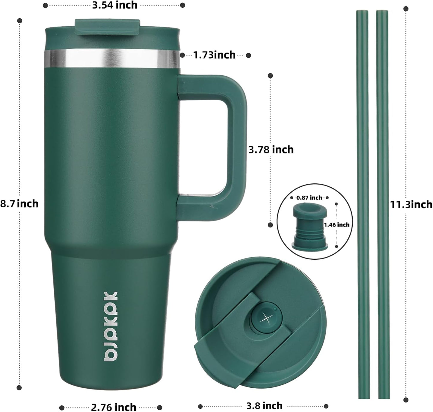 BJPKPK Tumbler with Handle and Straw 30oz Insulated Tumbler Cups with Lid Stainless Steel Travel Coffee Mug,Indigo Black