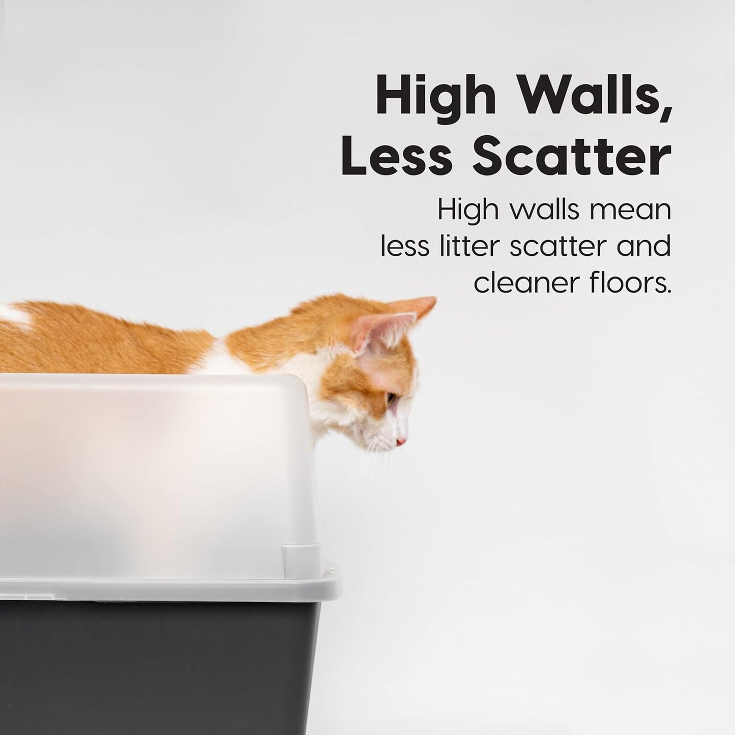 IRIS USA Top Entry Cat Litter Box with Scoop - Large - Stylish Enclosed Round Oval Kitty Dog Proof Box, Litiere Pour Chat Bac - White/Beige