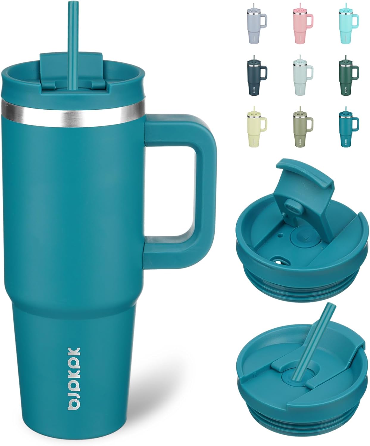BJPKPK Tumbler with Handle and Straw 30oz Insulated Tumbler Cups with Lid Stainless Steel Travel Coffee Mug,Indigo Black
