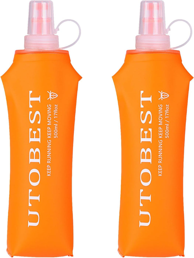 UTOBEST Soft Flask Running Water Bottle Collapsible Water Bottle for Trail Running Hydration Pack Hiking Cycling Climbing 150ML/250ML/350ML/450ML/500ML/550ML