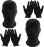 2Pcs Black Full Face Masks and Gloves Set Halloween Faceless Mask Spandex Morph Mask Full Head Masks for Adult Party Cosplay