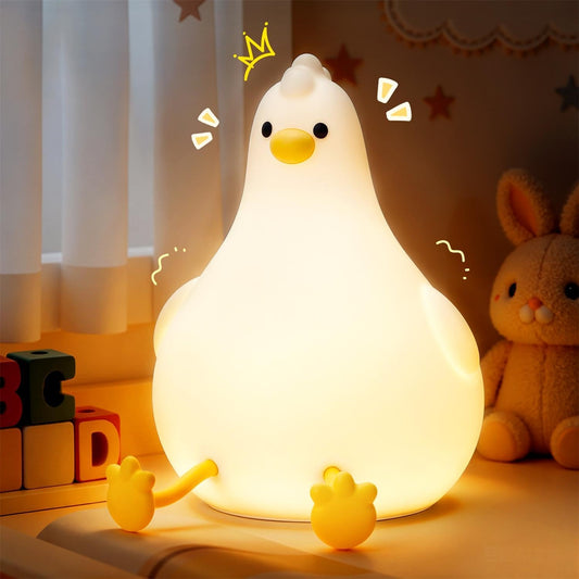 Auxmir Peepi Cute Chick Night Light for Kids, 2000mAh Rechargeable Silicone Baby Night Light with Touch Dimmable & RGB Colors, Portable LED Bedside Lamp with Timer for Nursery Bedroom, Ideal Gift