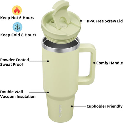 BJPKPK Tumbler with Handle and Straw 30oz Insulated Tumbler Cups with Lid Stainless Steel Travel Coffee Mug,Indigo Black