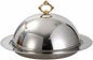 Stainless Steel Serving Platter with Lid High-End Cloche Serving Dome with Tray Decorative Handle Steak Plate Covered for Hotel, Restaurant, Buffet, Silver
