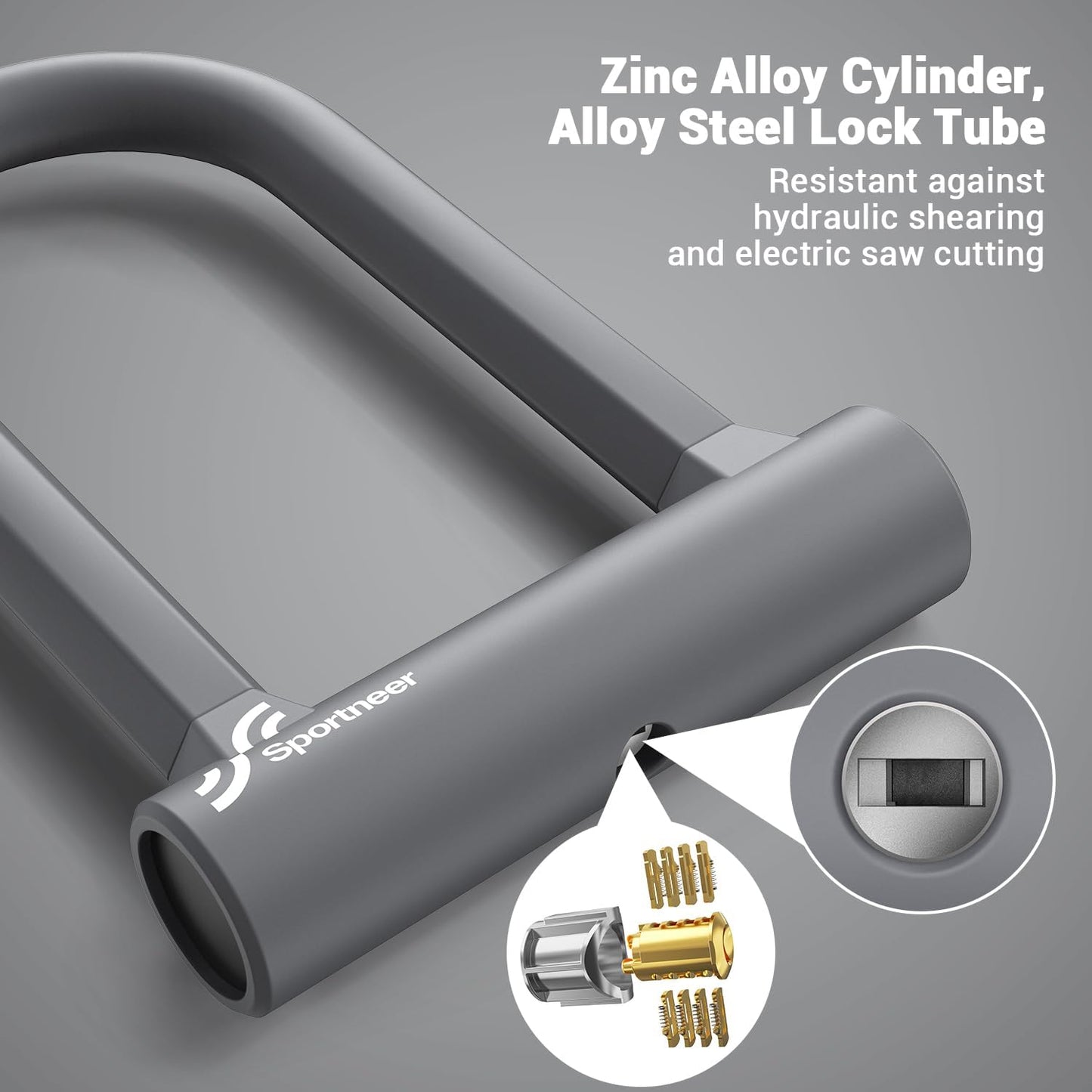 Sportneer Bike Lock: 17mm Heavy Duty Bike U Lock - High-Security Anti-Theft with 12mm x1.5m Steel Cable, 8''x5'' Compact Design, Includes Mounting Bracket for Mountain/Road/Folding/Electric Bikes