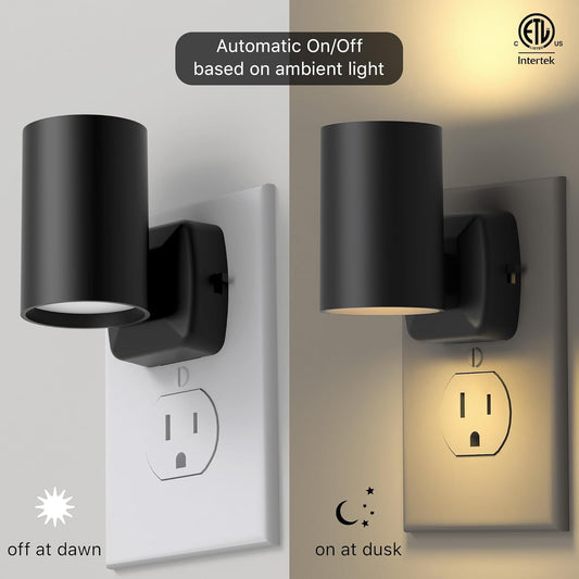 Led Night Light Plug in,Night Lights Plug into Wall Dusk to Dawn Sensor,20lm/40lm Adjustable Brightness,2700k Soft White,Dimmable Night Light for Hallway Bedroom Bathroom 2 Pack ETL-Certified