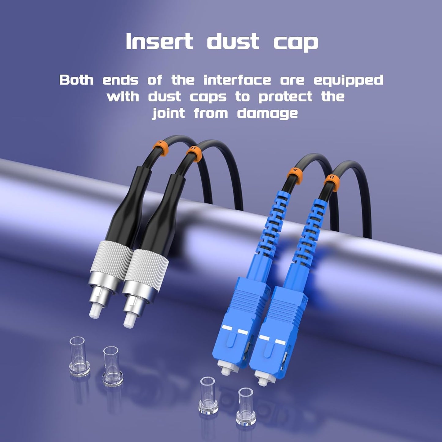 Buacoz 200 Meters LC to LC UPC Outdoor Armored Fiber Patch Cable, 9/125um Single Mode Duplex Fiber Optic Internet Cables, Jumper Optical Patch Cord, (200M/656ft), TPU Black