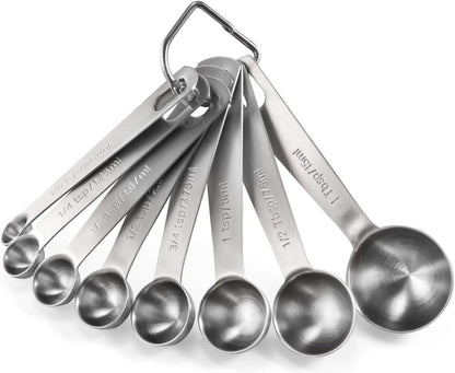 Measuring Cups, U-Taste Measuring Cups and Spoons Set of 15 in 18/8 Stainless Steel : 7 Measuring Cups and 7 Measuring Spoons with 2 D-Rings and 1 Professional Magnetic Measurement Conversion Chart