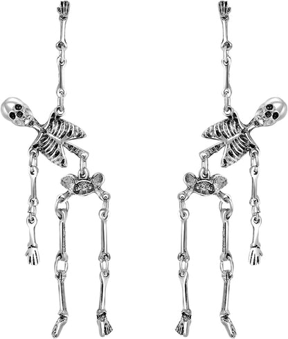 Halloween Earrings Skeleton Earrings Funny Punk Gothic Skull Earrings for Women Party Cosplay Jewelry
