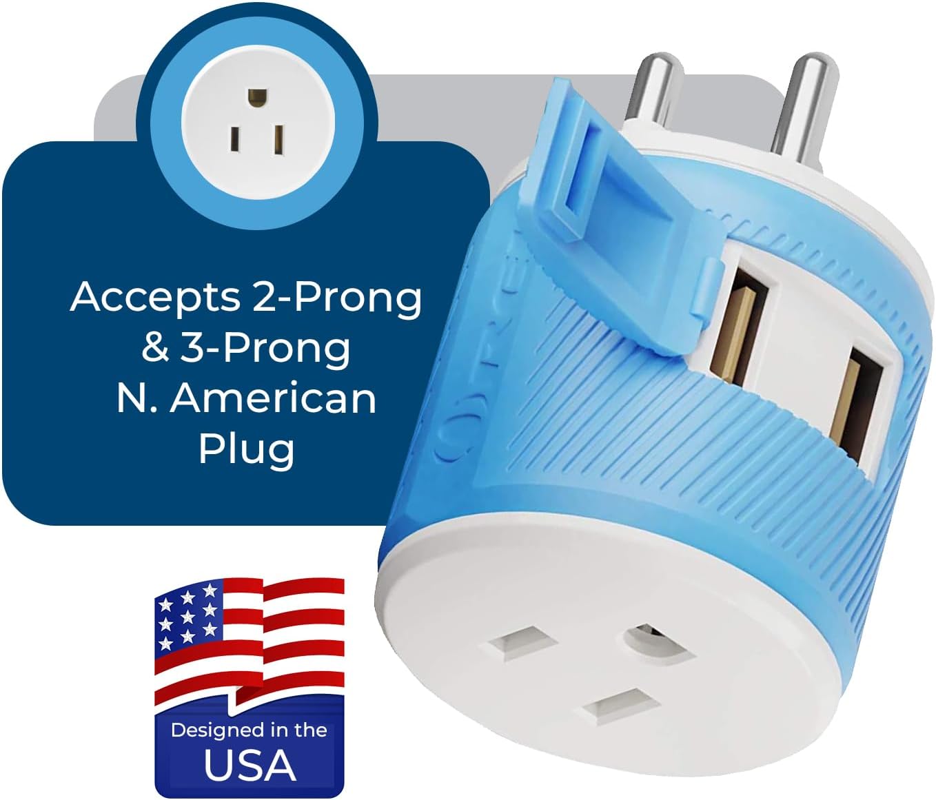 OREI South Africa, Botswana, Namibia Travel Plug Adapter with Dual USB - USA Input - Type M (U2U-10L), Will work with Cell Phones, Camera, Laptop, Tablets, iPad, iPhone