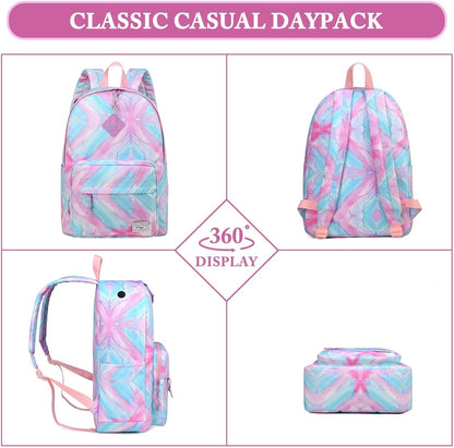 School Backpack, Kasqo 15.6 Inch Classic Lightweight Water-Resistant Backpack for Men Women Teens Girls Boys Kids to School, College, Travel, Work, Black