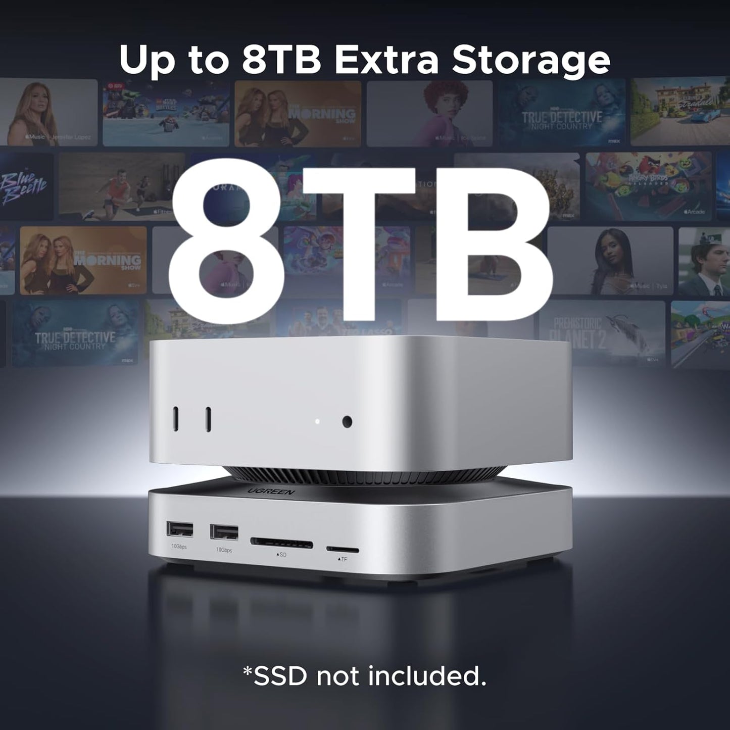 UGREEN Mac mini M4 Dock & Stand with NVMe SSD Enclosure, Docking Station with 3*USB A 3.2, 2*USB A 3.0, 2*USB C 3.2 10Gbps, SD/TF 170MB/s, USB C Hub Compatible with Mac mini M4 Pro