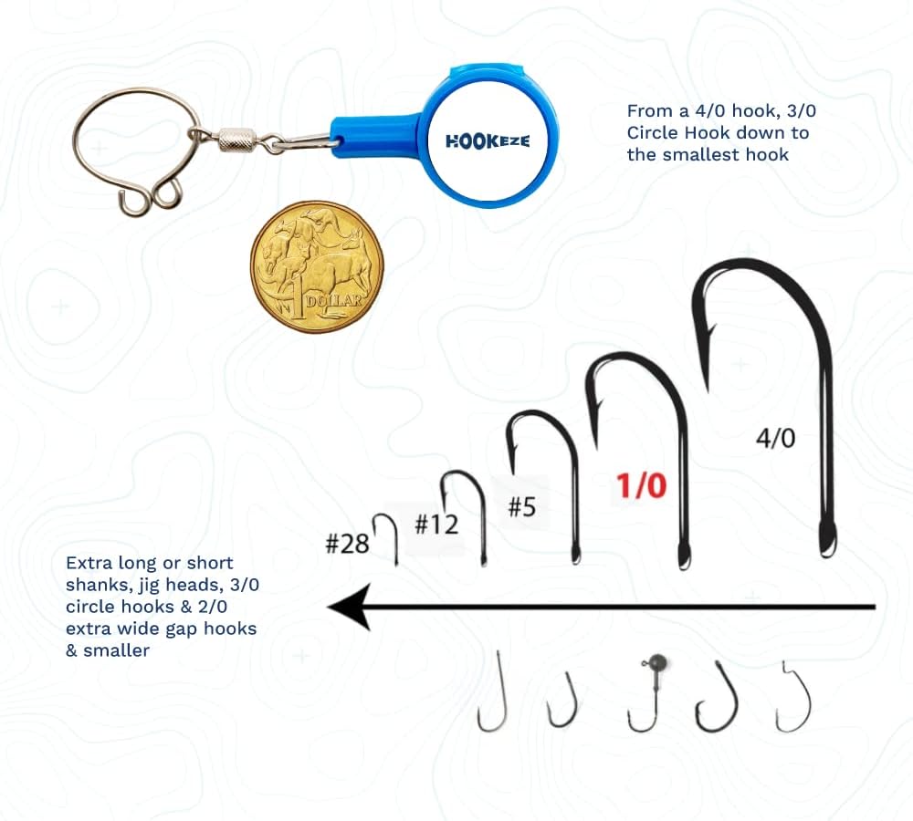 Hook-Eze Fishing Gear Knot Tying Tool | Line Cutter |Cover Hooks on Fishing Pole Travel Safely Fully Rigged for Saltwater Bass Ice Fishing