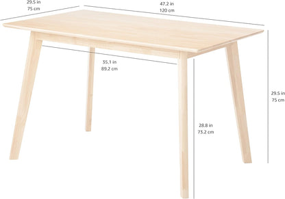 Amazon Basics FSC Certified Solid Wood Kitchen Rectangular Dining Table, Natural Wood, 74.93 cm D x 119.89 cm W x 74.93 cm H
