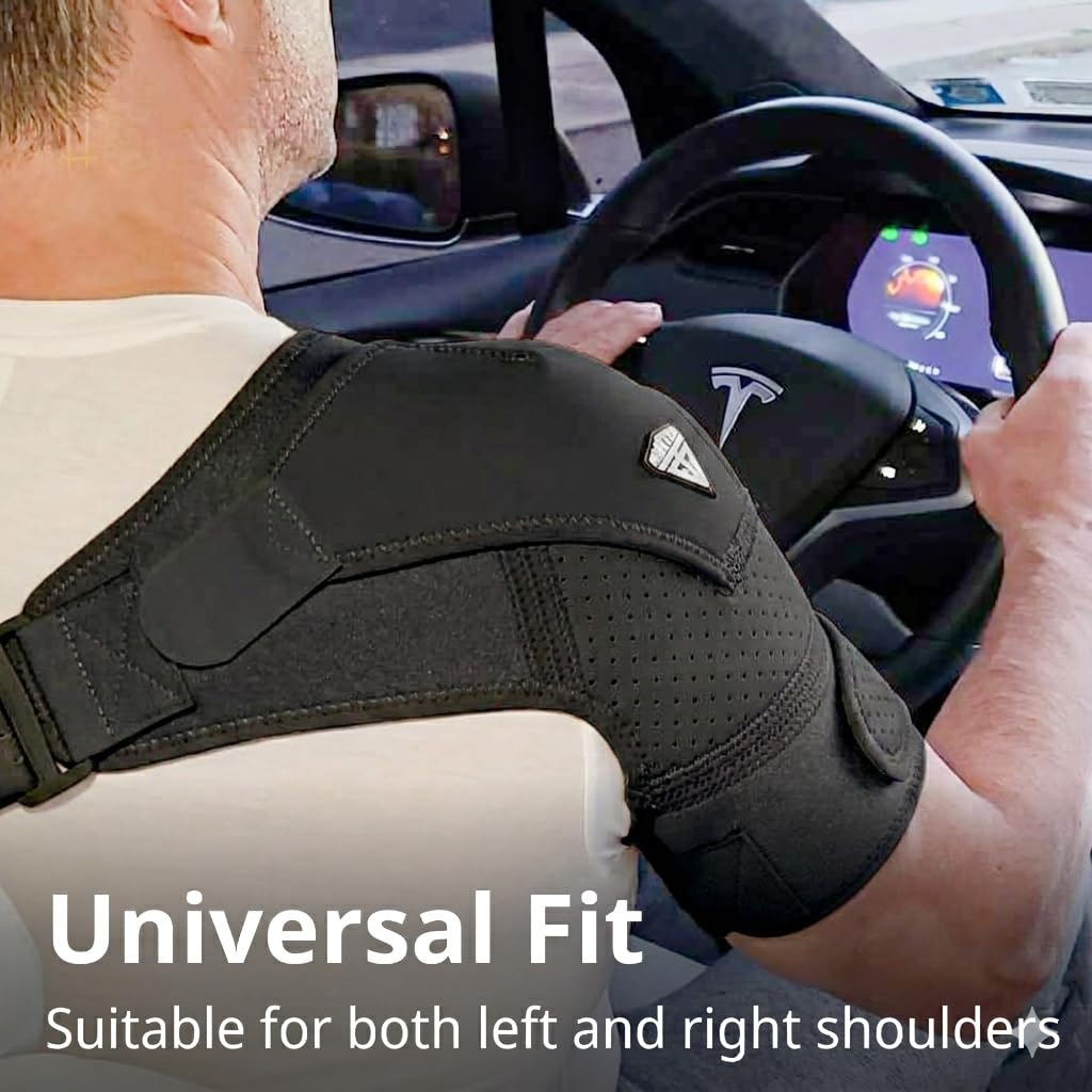 FIGHTECH Rotator Cuff Shoulder Brace Black Large - Fits Most - Bicep 12–1in
