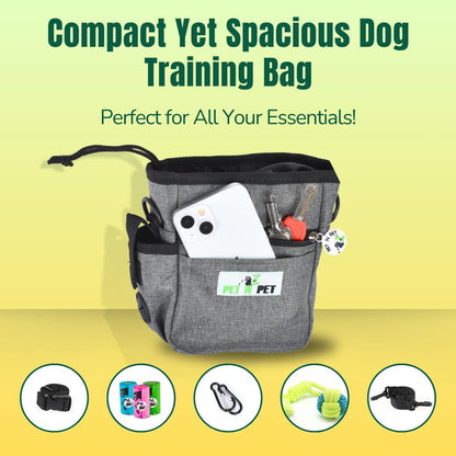 PET N PET Dog Treat Pouch for Dog Training, Doggy Treat Bag, 3 Ways to Wear Includes 3 Rolls of Poop Bags with Built-in Poop Bag Dispenser