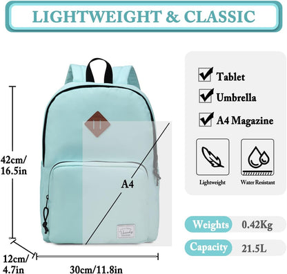 VASCHY Lightweight School Backpack for Women with Sleeve for 14" Laptop