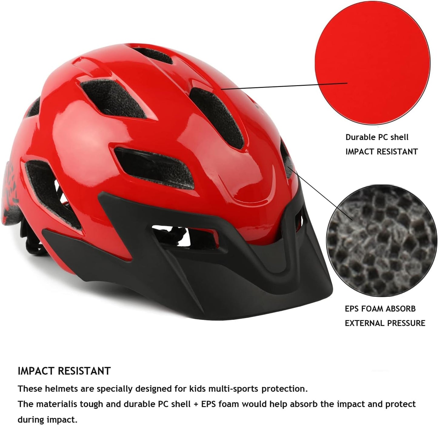 Kids Helmet Exclusky Bike Helmet Kids Adjustable Boys Bike Helmet Age 5-13 Lightweight Girls Bicycle Helmet Childs Cycle Cycling Helmet 50-57cm