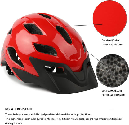 Kids Helmet Exclusky Bike Helmet Kids Adjustable Boys Bike Helmet Age 5-13 Lightweight Girls Bicycle Helmet Childs Cycle Cycling Helmet 50-57cm