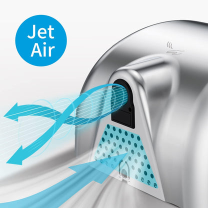 AIKE Surface Mounted High Speed Commercial Hand Dryer CUL Approved 120V 1500W, Brushed Stainless Steel Finish Model AK2800B