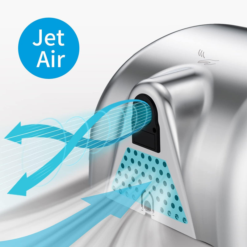 AIKE Surface Mounted High Speed Commercial Hand Dryer CUL Approved 120V 1500W, Brushed Stainless Steel Finish Model AK2800B
