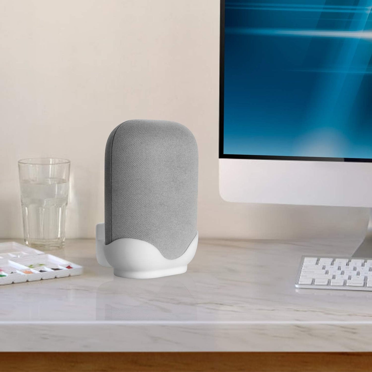 LeongLzt Ouligei Google Nest Audio Speaker Wall Mount/Bracket, in-Built Cable Management System & Easy Installation Speaker Holder Shelf Stand - Elegant & Durable Space Saving Accessory