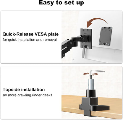 Dual Monitor-Arm Heavy-Duty for 17-49-inch Screens - Premium Vertical Stacked Dual Monitor Arm Desk Mount for Ultrawide Screens up to 44lbs, Fully Adjustability, VESA 75/100 mm, Black