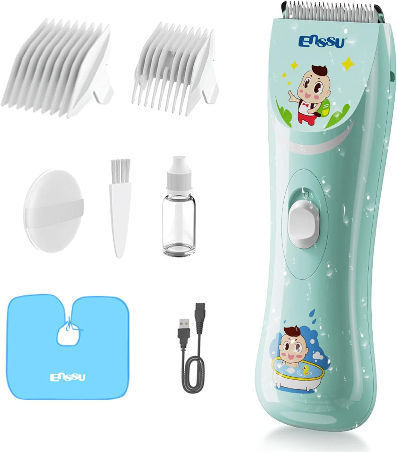 ENSSU Quiet Baby Hair Clippers Lower Noise Haircut Trimmers for Children with Autism and Sensory Sensitivity, Babies Infant Kids Waterproof Hair Cutting Kits