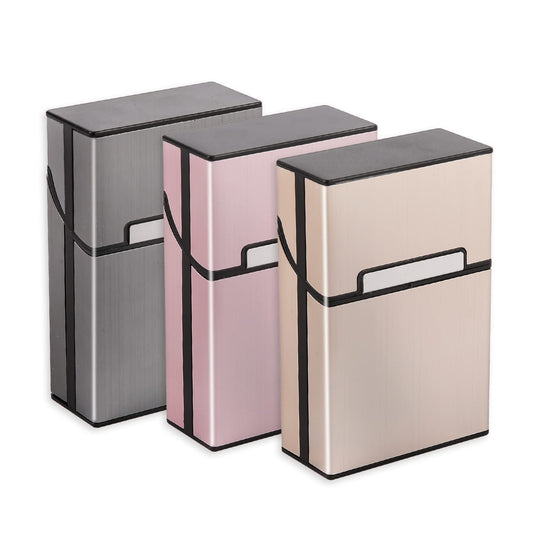 3 Packs Aluminum Cigarette Case, Holder & Tin - Metal Pocket Cigar & Tobacco Box for Men & Women - Gray/Silver/Rose Gold/Champagne