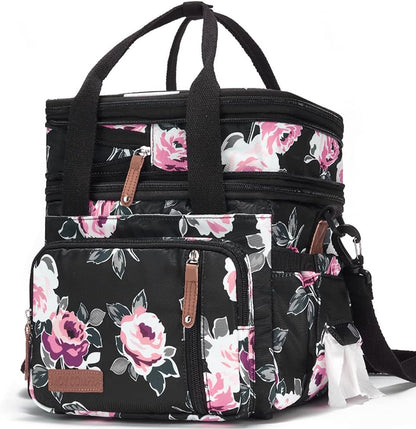 Lunch Bag Women Insulated Lunch Box for Work, Purple Expandable Large Lunch Bags, Leakproof Double Deck Lunch Box Cooler Bag（Purple）