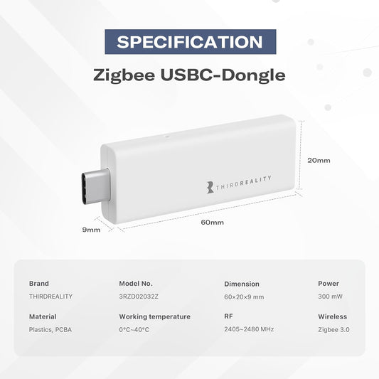 THIRDREALITY Zigbee 3.0 USBC-Dongle, Universal Zigbee USB Stick, Compatible with Zigbee2Mqtt - PuriLite