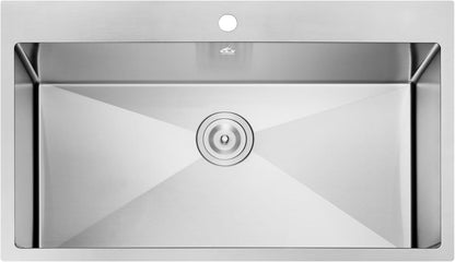 Yutong 16" x 20" Top-Mount/Drop in SS304 Stainless Steel Kitchen Black Sink Single Bowl Without Grid