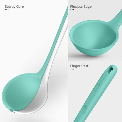 13 inch Silicone Soup Ladle: U-Taste 600ºF Heat Resistant 4 oz Large Non-Stick Seamless Rubber Kitchen Deep Serving Spoon with Non-Slip Solid Long Handle for Cooking Sauce/Stews/Gravies/Chili(Purple)